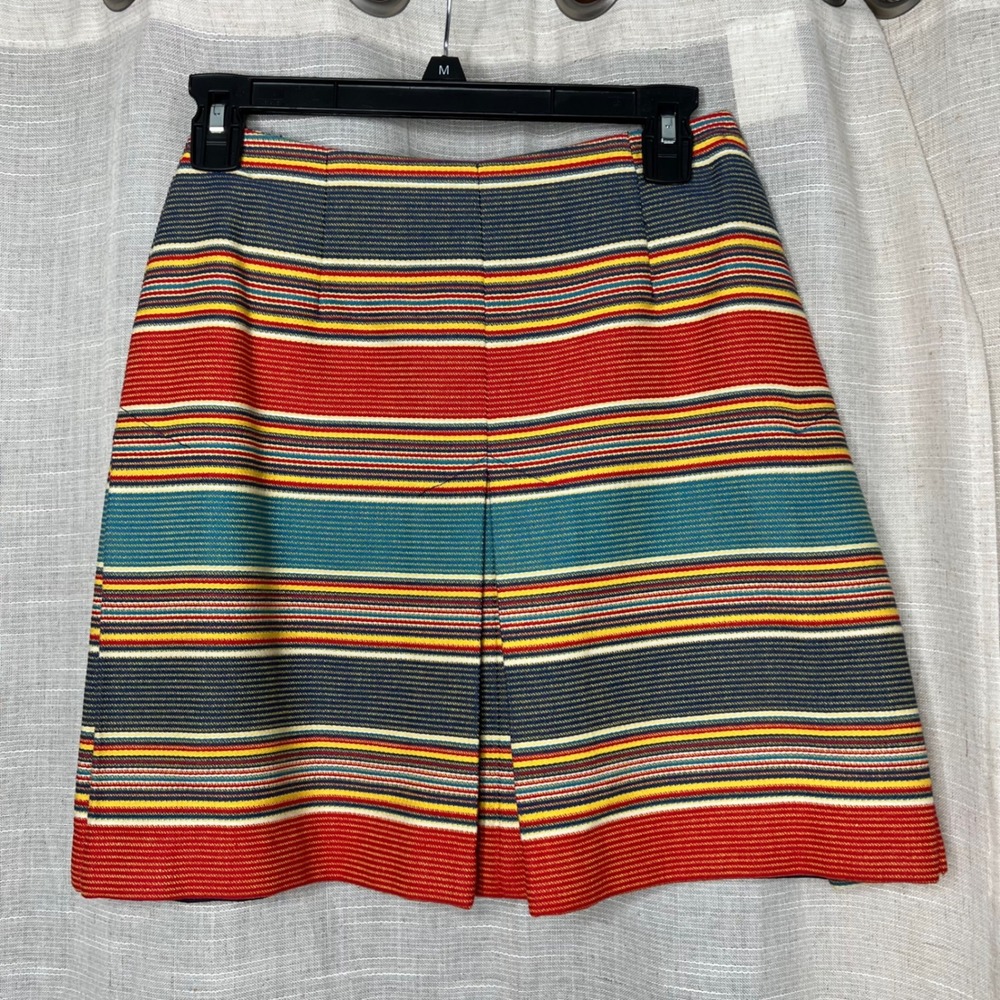 70s Vintage Ellen Tracy Pleated Mini Skirt Striped Redโ Blue Women's Size 25